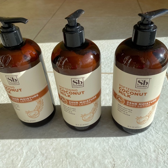 3 Pack - SB Soapbox Hand Lotion, Coconut Milk & Sandalwood 12 Fl Oz Aloe Shea - Picture 1 of 3